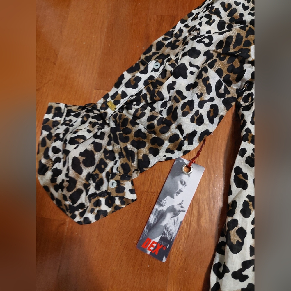 New Dex Women's Leopard Blouse Size S/P - Picture 3 of 9